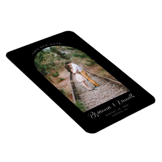 Sla onze datum zwart-wit op met Arch Photo Magneet (Rechterzijde)