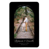 Sla onze datum zwart-wit op met Arch Photo Magneet (Verticaal)