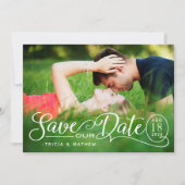 Sla onze datumbruiloft op | Elegant Script Kaart (Voorkant)