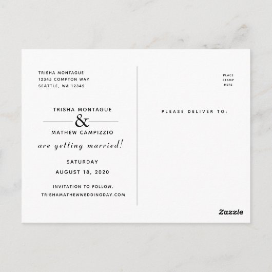 Sla onze datumbruiloft op | Fotokaart voor elastis Briefkaart (Achterkant)