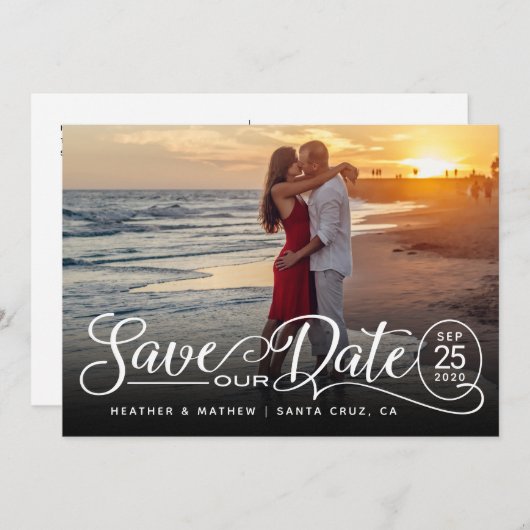 Sla onze datumbruiloft op | Fotokaart voor elastis Kaart (Voorkant / Achterkant)