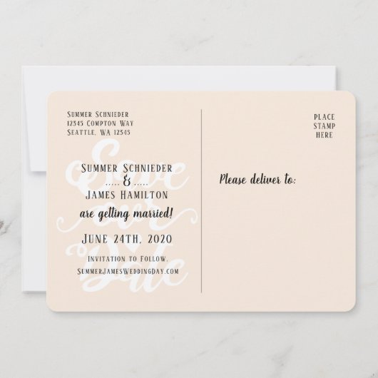 Sla onze datumbruiloft op | Handgeschreven Script- Kaart (Achterkant)