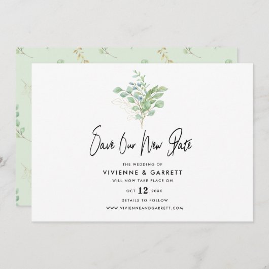 Sla onze nieuwe datum botanisch huwelijk op aankondiging (Voorkant / Achterkant)