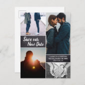 Sla Onze NIEUWE Datum Bruiloft Briefkaarten met Mo (Voorkant / Achterkant)