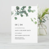 Sla onze nieuwe datum Eucalyptus Leaves Wedding Ka Save The Date (Staand voorkant)