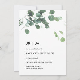 Sla onze nieuwe datum Eucalyptus Leaves Wedding Ka Save The Date