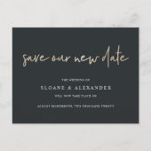 Sla onze nieuwe datum op Moderne uitstel aankondig Aankondigingskaart (Voorkant)