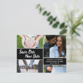 Sla onze nieuwe datumfoto's voor bruiloft bewerken briefkaart (Staand voorkant)