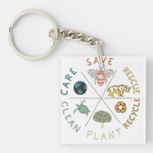 🌎💚 Sla onze planeet op 🌿 Sleutelhanger (voorkant)