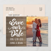 Sla onze trouwdatum op | Foto van Wood Briefkaart (Voorkant / Achterkant)