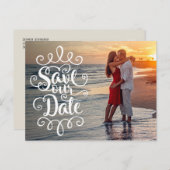 Sla onze trouwdatum op | handgeschreven script briefkaart (Voorkant / Achterkant)