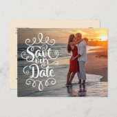 Sla onze trouwdatum op | handgeschreven  script briefkaart (Voorkant / Achterkant)