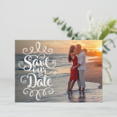 Sla onze trouwdatum op | handgeschreven script kaart (Staand voorkant)