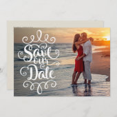 Sla onze trouwdatum op | handgeschreven script kaart (Voorkant / Achterkant)