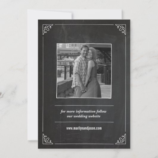 Sla onze uitnodiging voor datumbruiloft op (Achterkant)