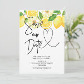 Sla onze zomerse citroenen bruiloft op datum op kaart (Staand voorkant)