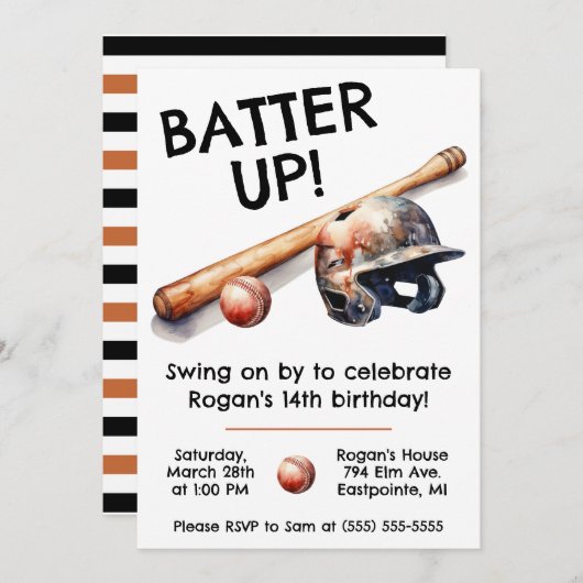 Sla op! Swing on By! Honkbal verjaardagsfeestje Kaart (Voorkant / Achterkant)