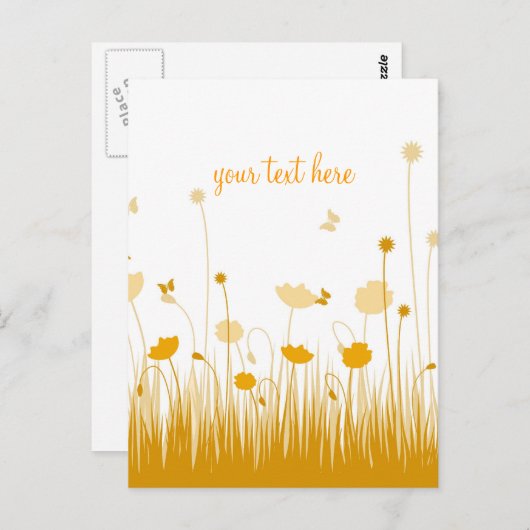 Sla Papaverweide Oranje en Wit Schrift Briefkaart (Voorkant / Achterkant)