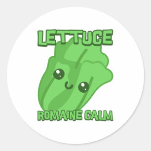 Sla Romaine kalm! Schattigee Plantaardige Pun Cart Ronde Sticker