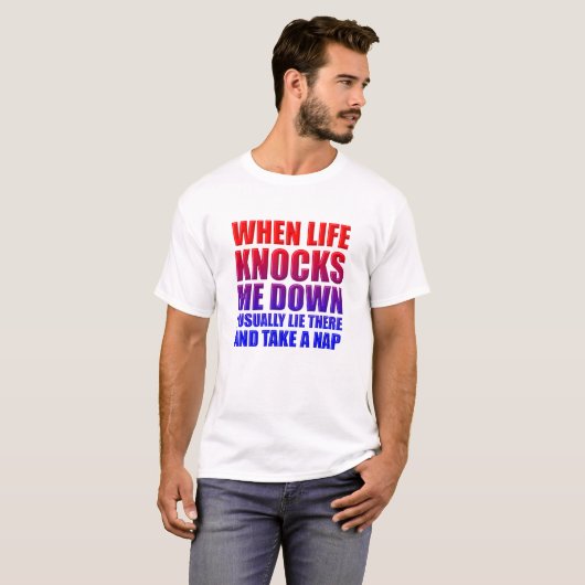 Sla Slaapje Knockdown Funny Tshirt (Voorkant volledig)