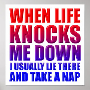 Sla Slaapje Knockdown Grappige Poster