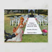 Sla ten slotte de datum Funny Couple Briefkaart (Voorkant)