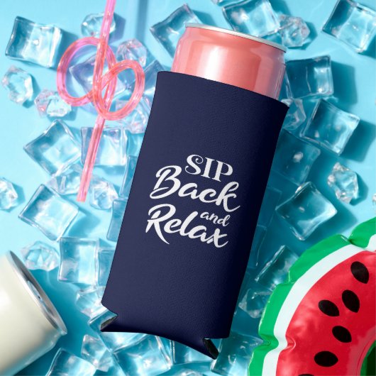 Sla terug en ontspan Blue Slim Seltzer Blikjeskoeler (Insitu Zomer)
