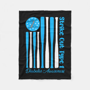 Sla type 1 diabetes bewustzijn honkbal usa fleece deken