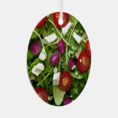 Sla vieren | Grappige salade Kerstwoordspeling Metalen Ornament (Voorkant Rechts)