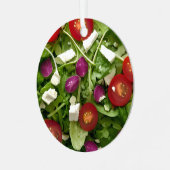 Sla vieren | Grappige salade Kerstwoordspeling Metalen Ornament (Voorkant links)