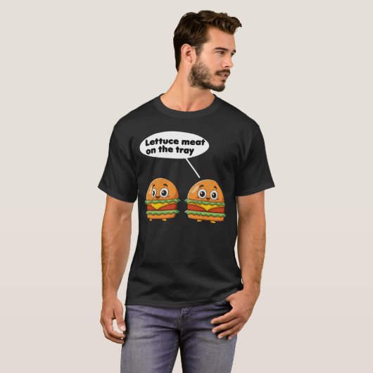Sla vlees op het dienblad Grappig eten T-shirt (Voorkant volledig)