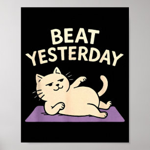 Slaag Gisteren Grappige Kat Yoga Mat Poster