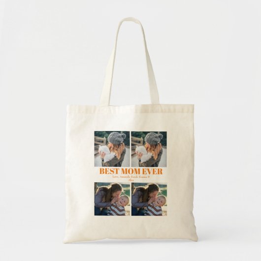 Slaag Moeder ooit Aangepaste 4 foto Collage   Bood Tote Bag (Voorkant)