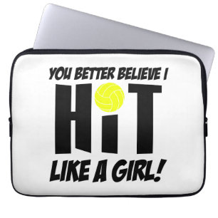 slaan als een meisje volleybal laptop sleeve