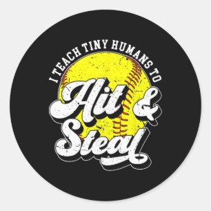Slaan en stelen Softll Coach Softll Coaching  Ronde Sticker