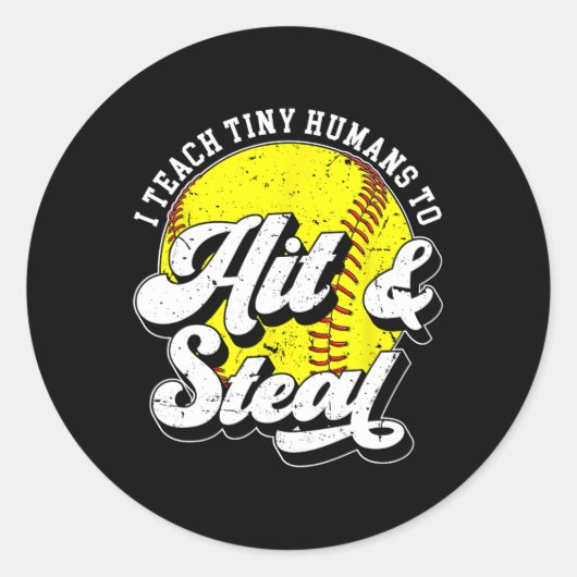 Slaan en stelen Softll Coach Softll Coaching Ronde Sticker (Voorkant)