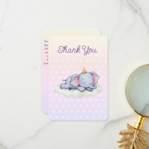 Slaande Baby Olifant Baby Shower Bedankkaart
