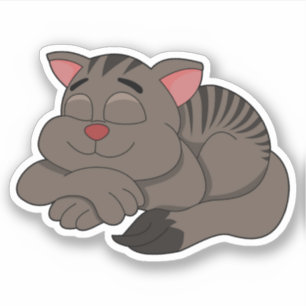 Slaande bruine kat cartoon - vinyl sticker