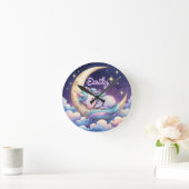 Slaande Eenhoorn op Maan Bewerkbare Naam Klok (Huis)