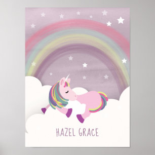 Slaande Eenhoorn Regenboog Kinderkamer Kunst Poster