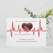 Slaande Hart Foto Zwangerschapsaankondiging Op Maa Aankondiging (Staand voorkant)