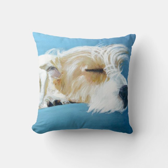 Slaande Jack Russell Terrier Hond Kunst Kussen (Voorkant)