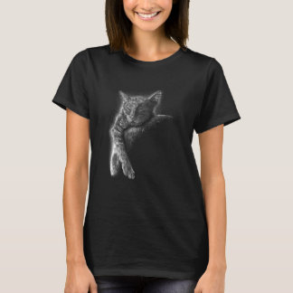 Slaande Kat op de Maan Slaande Maan Kat Slaapkop T-shirt