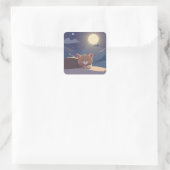 Slaande kat vierkante sticker (Tas)