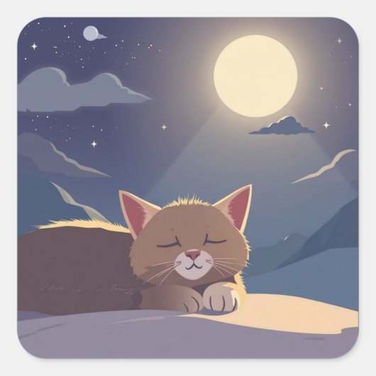 Slaande kat vierkante sticker (Voorkant)