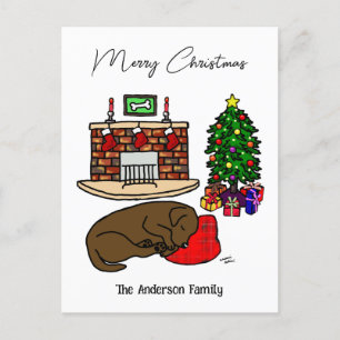 Slaande Kerst-Chocolade-Labrador Feestdagenkaart