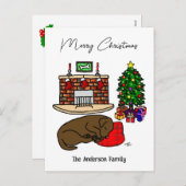 Slaande Kerst-Chocolade-Labrador Feestdagenkaart (Voorkant / Achterkant)