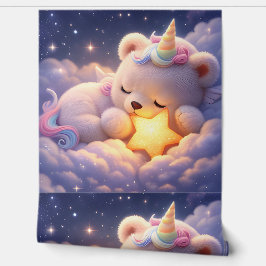 Slaande luxe eenhoorn knuffelbeer kinderkamer deco behang