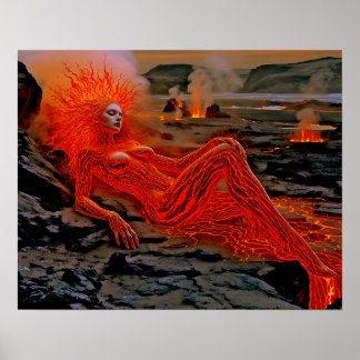 “Slaande Magma” – Vrouwelijk Vulkanisch Portret Poster