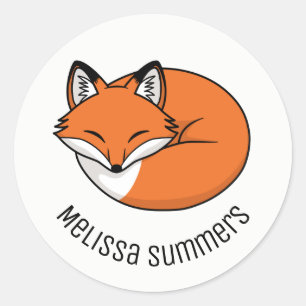 Slaande Tekenfilmvos Aangepaste Naam Ronde Sticker